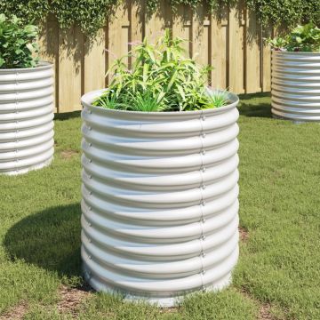 Gossi strat inaltat de gradina argintiu 80x80x81 cm otel galvanizat