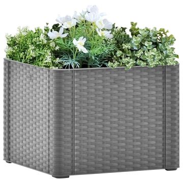 Gossi strat inaltat de gradina cu sistem auto-udare, gri, 43x43x33 cm