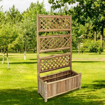 Gossi strat inaltat de gradina cu spalier din bambus, 70 cm