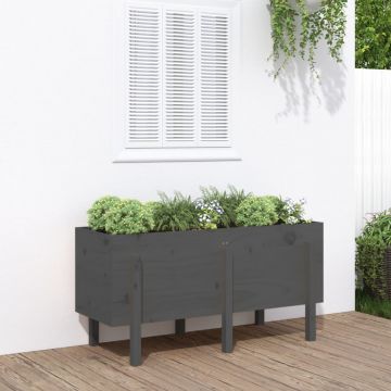 Gossi strat inaltat de gradina, gri, 121x50x57 cm, lemn masiv de pin