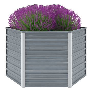 Gossi strat inaltat de gradina, gri, 129x129x77 cm, otel galvanizat