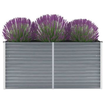 Gossi strat inaltat de gradina, gri, 160x40x77 cm, otel galvanizat
