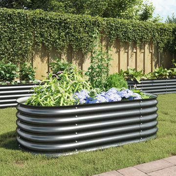 Gossi strat inaltat de gradina, gri, 160x80x44 cm, otel galvanizat