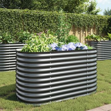 Gossi strat inaltat de gradina, gri, 160x80x81cm, otel galvanizat