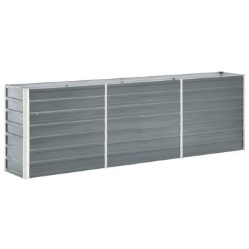 Gossi strat inaltat de gradina, gri, 240x40x77 cm, otel galvanizat