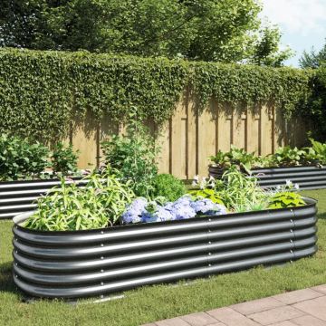 Gossi strat inaltat de gradina, gri, 240x80x44 cm, otel galvanizat