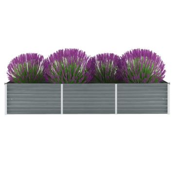 Gossi strat inaltat de gradina, gri, 240x80x45 cm, otel galvanizat