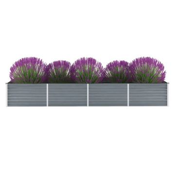 Gossi strat inaltat de gradina, gri, 320 x 80 x 45 cm otel galvanizat