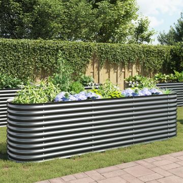 Gossi strat inaltat de gradina, gri, 320 x 80 x 81 cm otel galvanizat