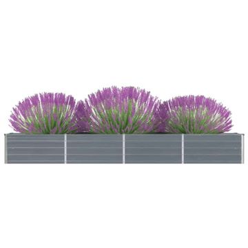 Gossi strat inaltat de gradina, gri, 320x40x45 cm, otel galvanizat