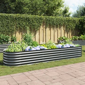 Gossi strat inaltat de gradina, gri, 320x80x44 cm, otel galvanizat