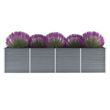 Gossi strat inaltat de gradina, gri, 320x80x77 cm, otel galvanizat