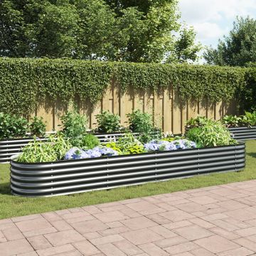 Gossi strat inaltat de gradina, gri, 400x80x44 cm, otel galvanizat