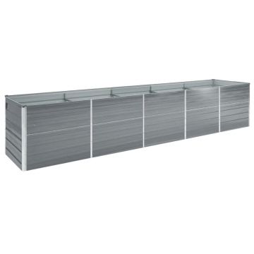 Gossi strat inaltat de gradina, gri, 400x80x77 cm, otel galvanizat