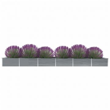 Gossi strat inaltat de gradina, gri, 600x80x45 cm, otel galvanizat