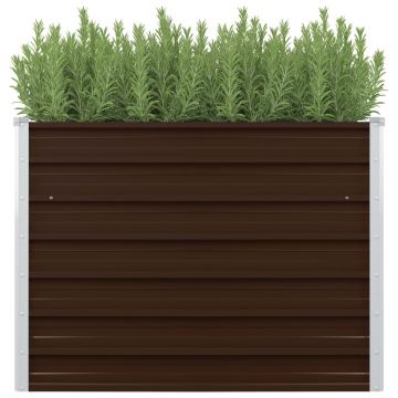 Gossi strat inaltat de gradina, maro, 100x100x77 cm, otel galvanizat