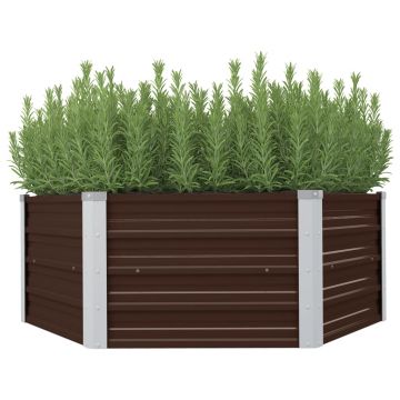 Gossi strat inaltat de gradina, maro, 129x129x46 cm, otel galvanizat
