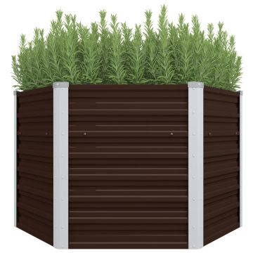 Gossi strat inaltat de gradina, maro, 129x129x77 cm, otel galvanizat