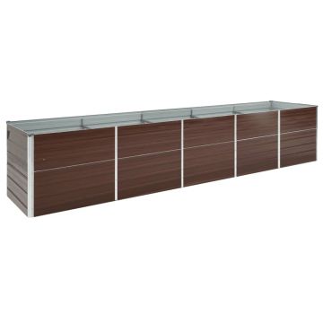 Gossi strat inaltat de gradina, maro, 400x80x77 cm, otel galvanizat