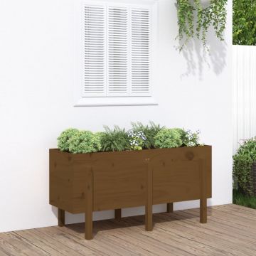Gossi strat inaltat de gradina maro miere 121x50x57 cm lemn masiv pin