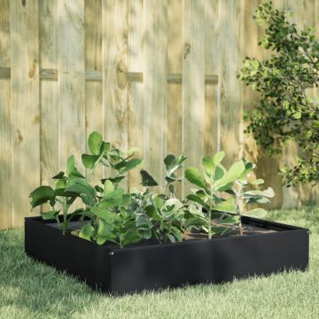 Gossi strat inaltat de gradina, negru, 100x100x33,5 cm, otel