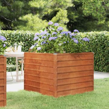 Gossi strat inaltat de gradina, ruginiu, 100x100x77 cm, otel corten