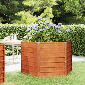 Gossi strat inaltat de gradina, ruginiu, 129x129x77 cm, otel corten