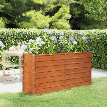 Gossi strat inaltat de gradina, ruginiu, 160x40x77 cm, otel corten