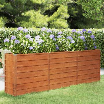Gossi strat inaltat de gradina, ruginiu, 240x40x77 cm, otel corten