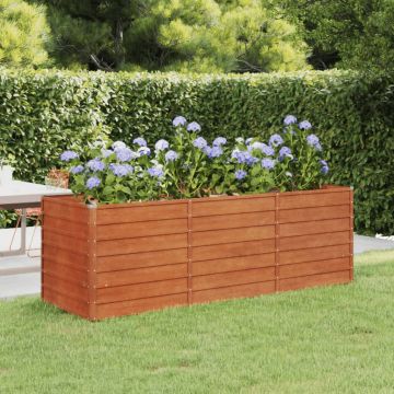 Gossi strat inaltat de gradina, ruginiu, 240x80x77 cm, otel corten