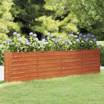 Gossi strat inaltat de gradina, ruginiu, 320x40x77 cm, otel corten
