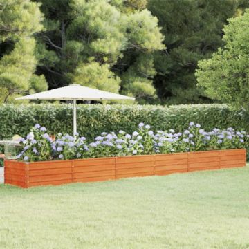 Gossi strat inaltat de gradina, ruginiu, 600x80x45 cm, otel corten