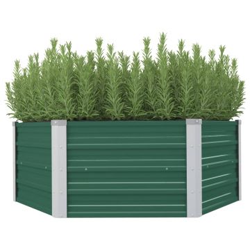 Gossi strat inaltat de gradina, verde, 129x129x46 cm, otel galvanizat