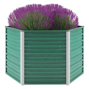 Gossi strat inaltat de gradina, verde, 129x129x77 cm, otel galvanizat