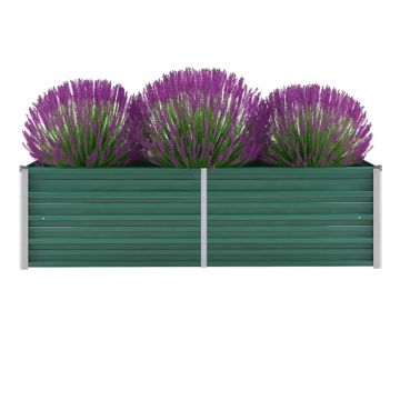 Gossi strat inaltat de gradina, verde, 160x40x45 cm, otel galvanizat