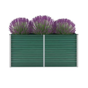 Gossi strat inaltat de gradina, verde, 160x40x77 cm, otel galvanizat