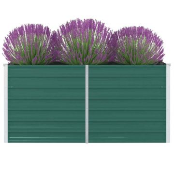 Gossi strat inaltat de gradina, verde, 160x80x77 cm, otel galvanizat