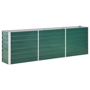 Gossi strat inaltat de gradina, verde, 240x40x77 cm, otel galvanizat