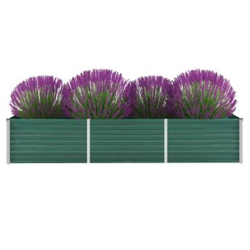 Gossi strat inaltat de gradina, verde, 240x80x45 cm, otel galvanizat