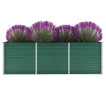Gossi strat inaltat de gradina, verde, 240x80x77 cm, otel galvanizat