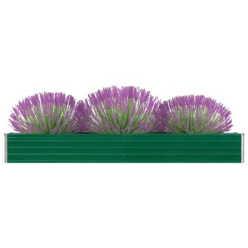 Gossi strat inaltat de gradina, verde, 320x40x45 cm, otel galvanizat