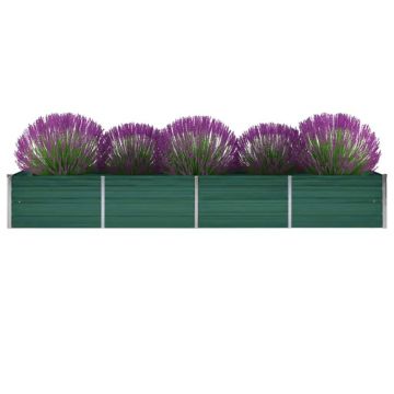 Gossi strat inaltat de gradina, verde, 320x80x45 cm otel galvanizat
