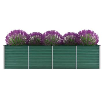 Gossi strat inaltat de gradina, verde, 320x80x77 cm, otel galvanizat