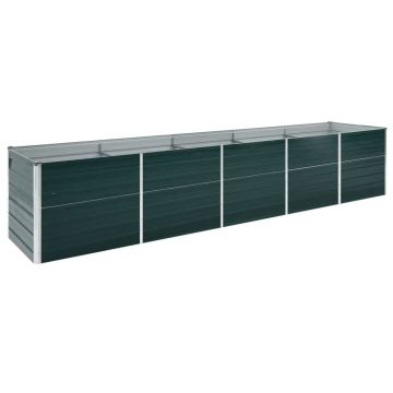 Gossi strat inaltat de gradina, verde, 400x80x77 cm, otel galvanizat