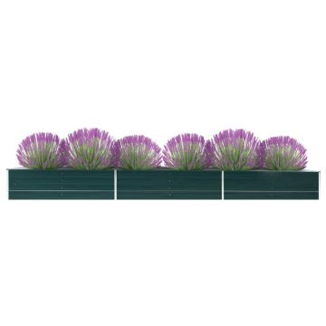 Gossi strat inaltat de gradina, verde, 480x80x45 cm, otel galvanizat