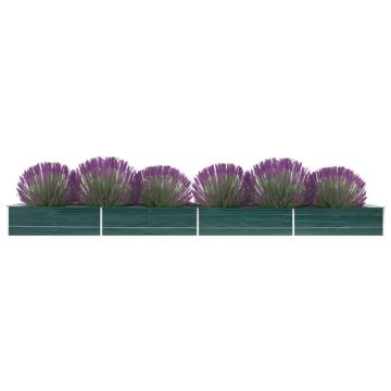 Gossi strat inaltat de gradina, verde, 600x80x45 cm, otel galvanizat
