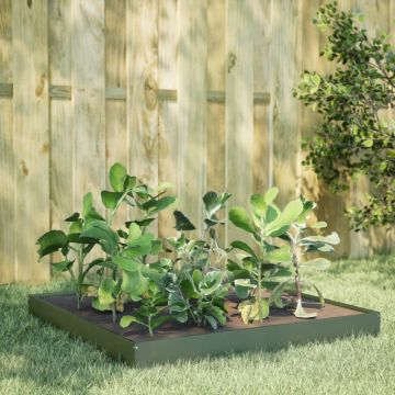 Gossi strat inaltat de gradina, verde masliniu, 100x100x18,5 cm, otel