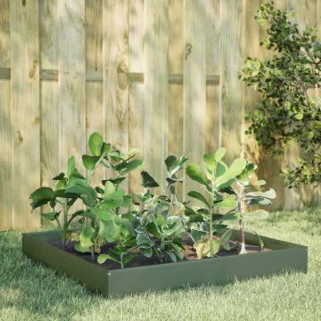 Gossi strat inaltat de gradina, verde masliniu, 100x100x26 cm, otel