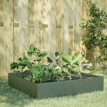 Gossi strat inaltat de gradina, verde masliniu, 100x100x33,5 cm, otel