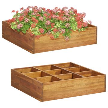 Gossi strat inaltat de gradina verdeturi, 60x60x15 cm, lemn acacia